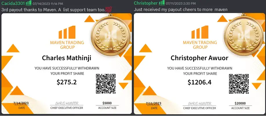 Maven Trading payout proof